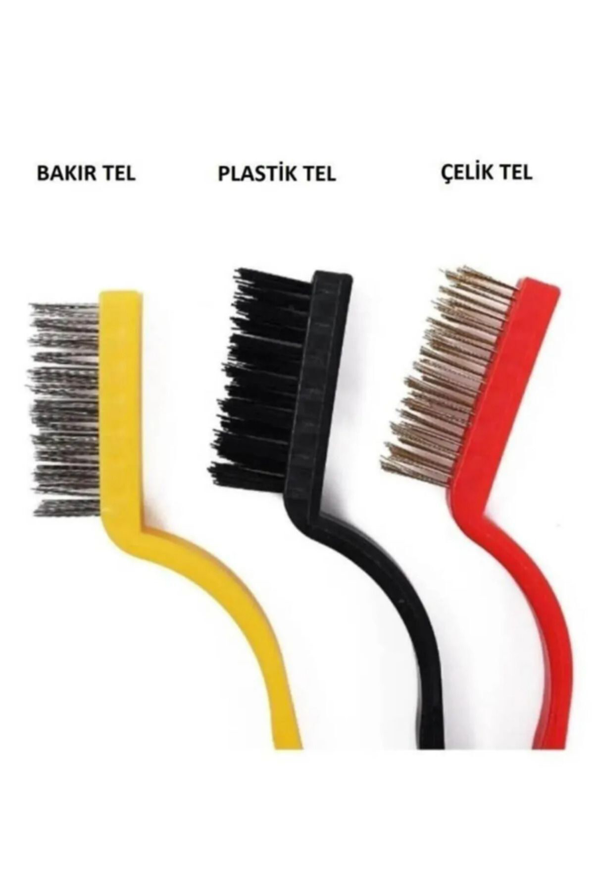 3’lü Tel ve Pas Sökme Fırça Seti – Metal, Naylon ve Pirinç Kıllı 