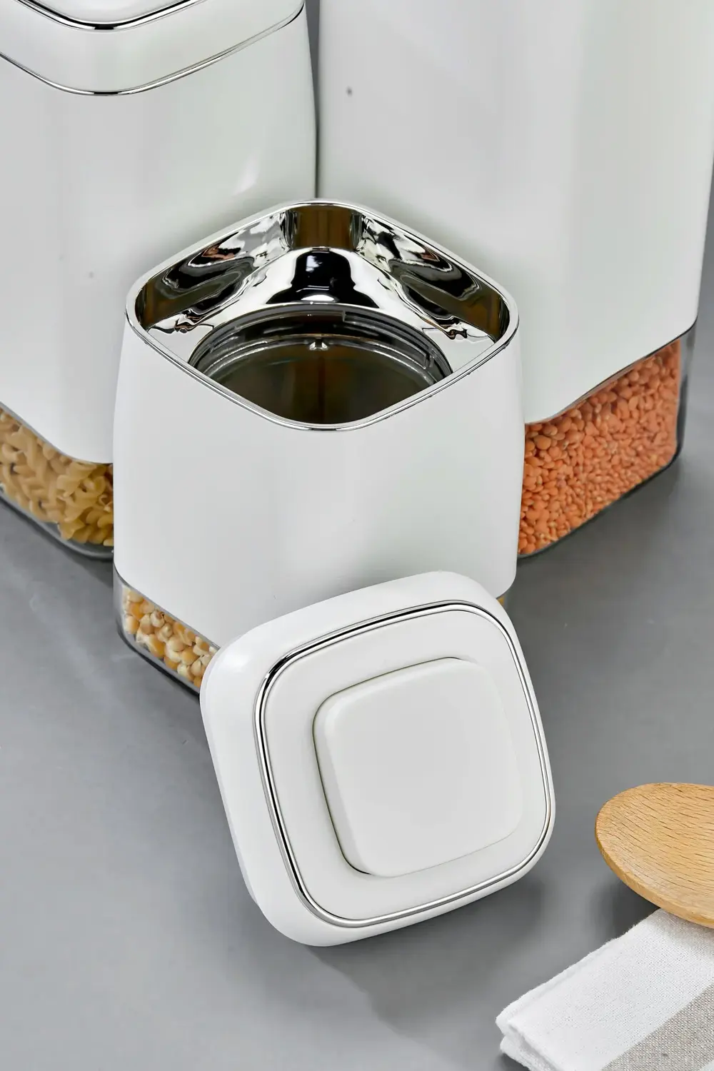 3’lü Tuşlu Vakumlu Kavanoz Seti 1800 ml – 1500 ml – 1300 ml Hava