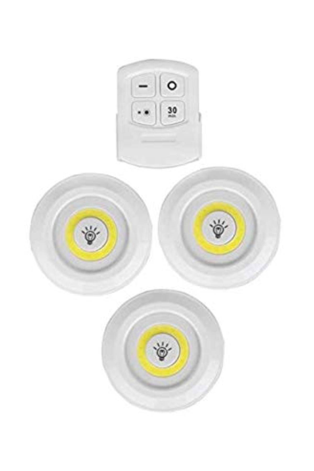 3lü Uzaktan Kumandalı Yapışkanlı Kablosuz Led Spot Lambalar 3lü Uzaktan Kumandalı Yapışkanlı Kablosuz Led Spot Lambalar