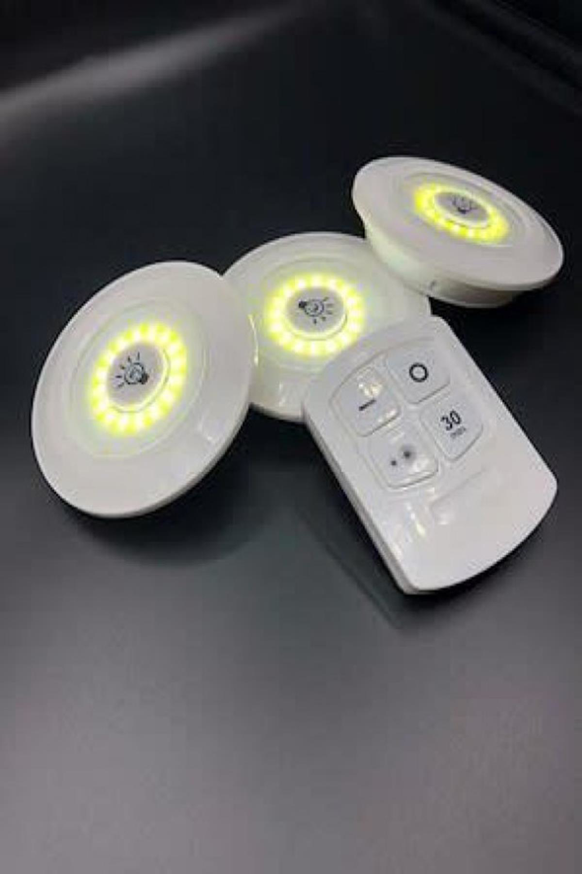 3lü Uzaktan Kumandalı Yapışkanlı Kablosuz Led Spot Lambalar 3lü Uzaktan Kumandalı Yapışkanlı Kablosuz Led Spot Lambalar