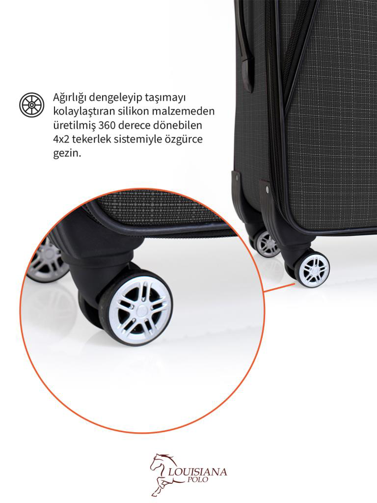 Louisiana Polo 3'Lü Valiz Seti 4 Teker Kumaş Valiz Antrasit 1081 Louisiana Polo 3'Lü Valiz Seti 4 Teker Kumaş Valiz Antrasit 1081