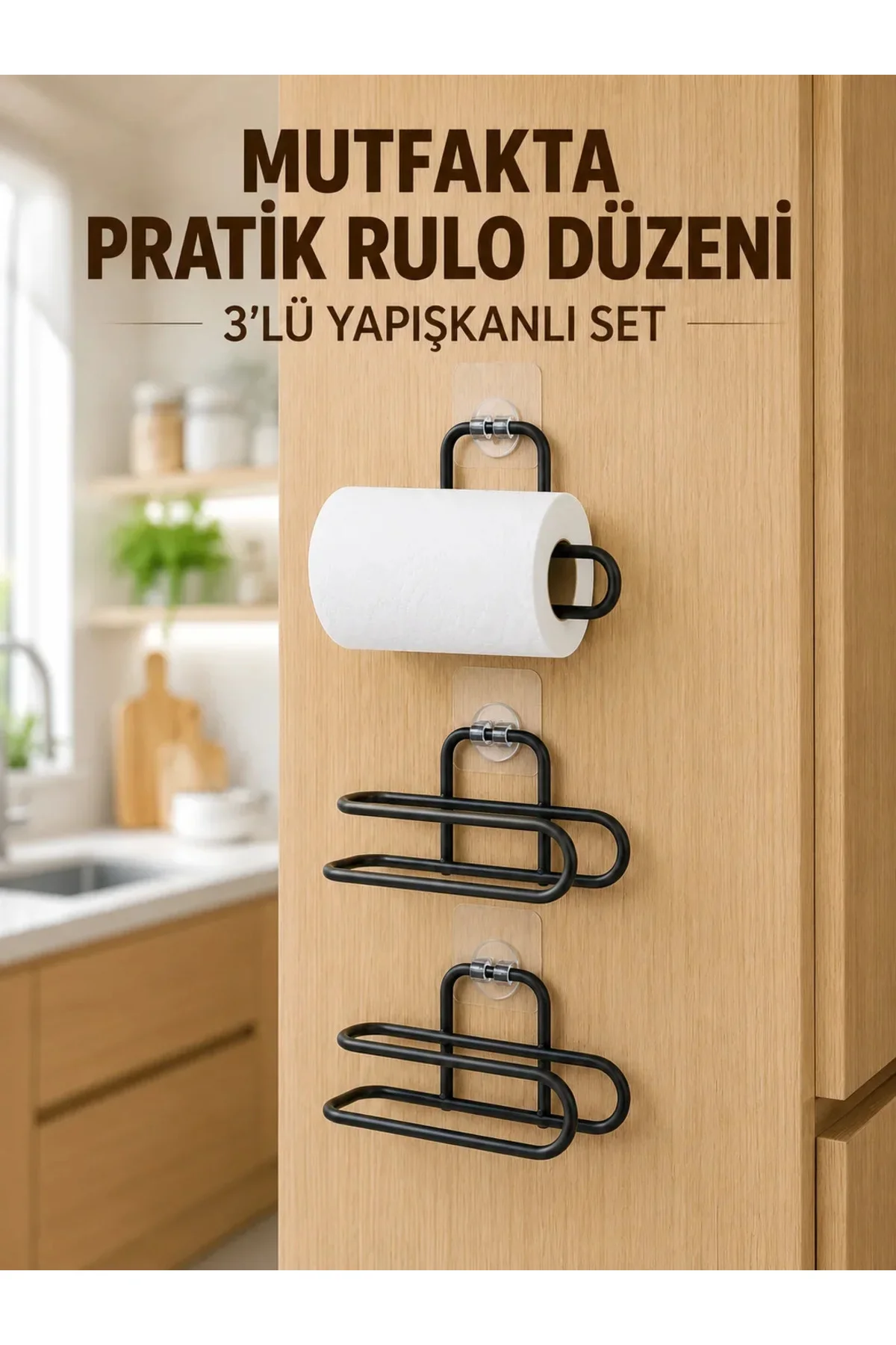 3’lü Yapışkanlı WC Kağıtlığı Siyah Rulo Tutucu Banyo ve Mutfak Kullanımı 3’lü Yapışkanlı WC Kağıtlığı Siyah Rulo Tutucu Banyo ve Mutfak Kullanımı