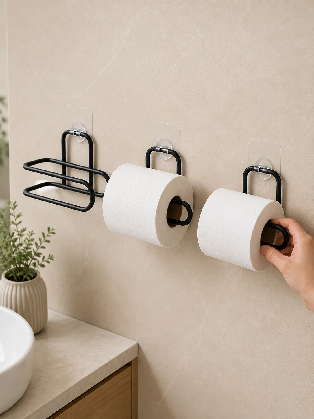 3’lü Yapışkanlı WC Kağıtlığı Siyah Rulo Tutucu Banyo ve Mutfak Kullanımı Fiyatı, Yorumları ve Özellikleri