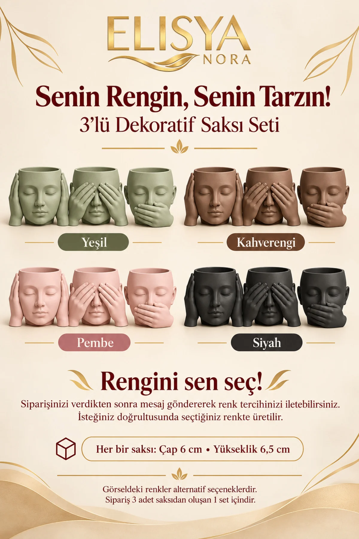 3'lü Yüz Figürlü Dekoratif Mini Saksı Seti Görmedim Duymadım Bilmiyorum 3'lü Yüz Figürlü Dekoratif Mini Saksı Seti Görmedim Duymadım Bilmiyorum - Görsel 4