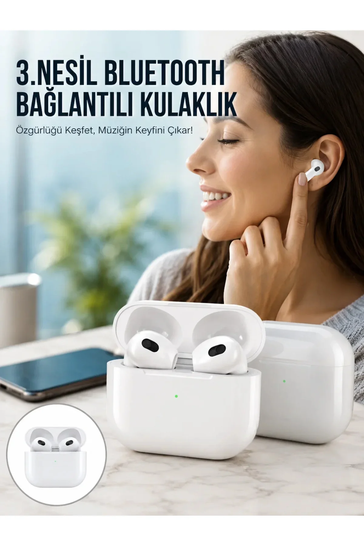 3.Nesil İOS Android Uyumlu Bluetooth 5.0 Beyaz Çağrı Cevaplama Yeni Nesil 3.Nesil İOS Android Uyumlu Bluetooth 5.0 Beyaz Çağrı Cevaplama Yeni Nesil