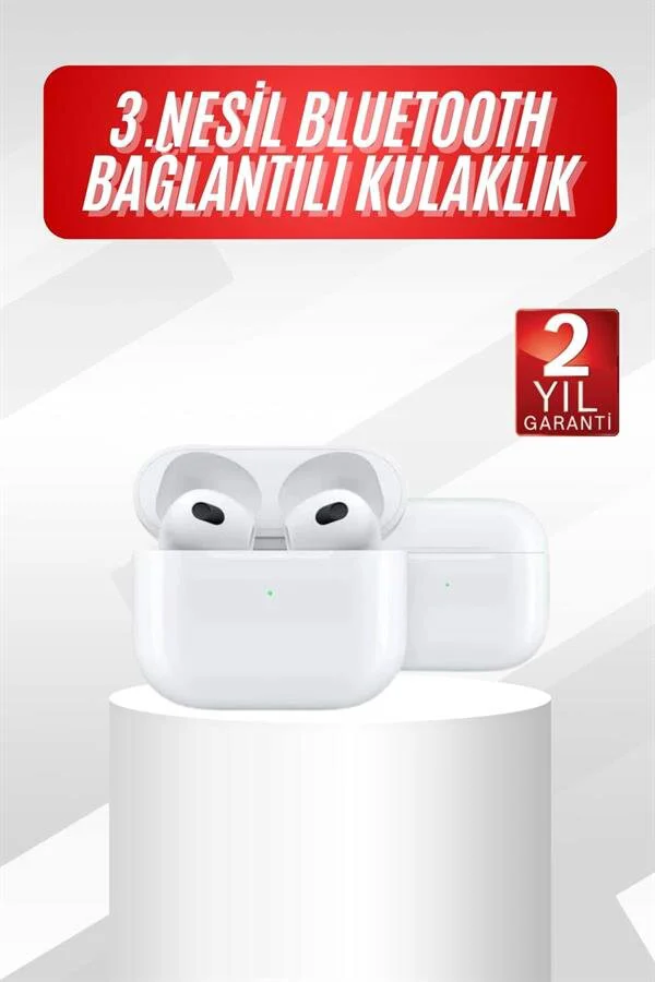 3.Nesil Pro Bluetooth 5.0 Kulaklık - İos Android Uyumlu Beyaz Çağrı Cevaplama