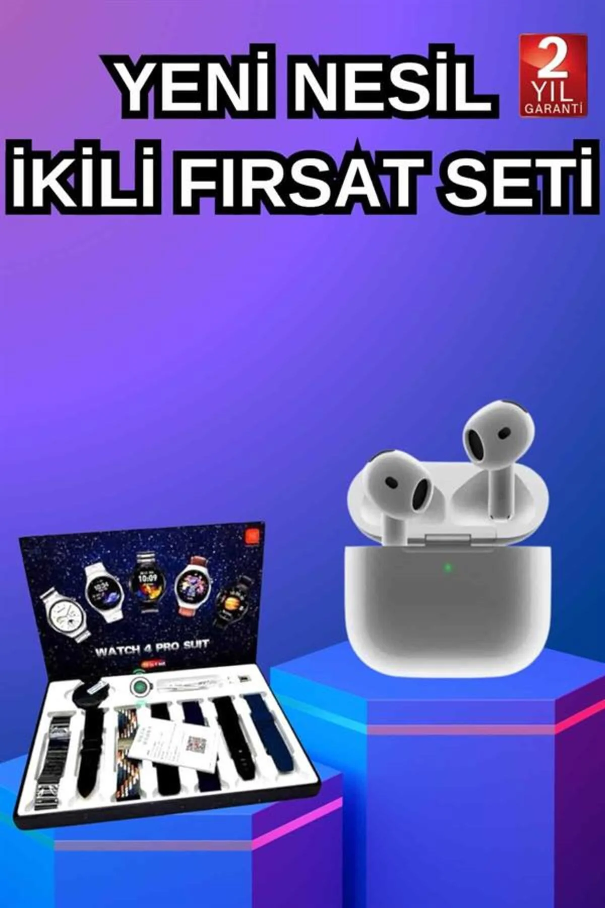 3.Nesil Tws Bluetooth Kulaklık Bluetooth Bağlantılı Akıllı Saat Amoled Ekran Plastik Hasır Kordon