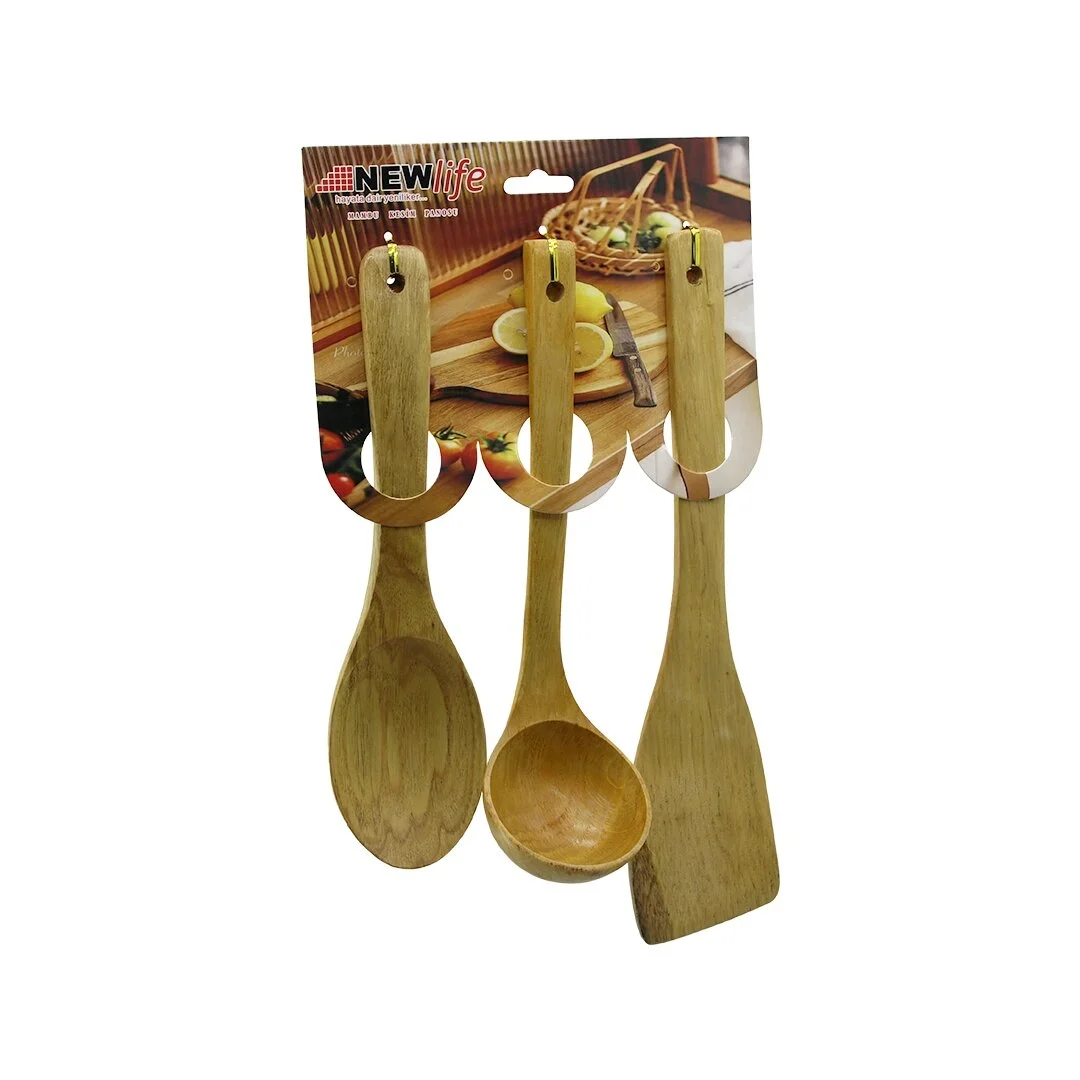 3pcs Ahşap Bambu  Mutfak Servis Seti  Kaşık=27cm - Kepçe=27cm - Spatula=32cm Bx40 Fiyatı, Yorumları ve Özellikleri