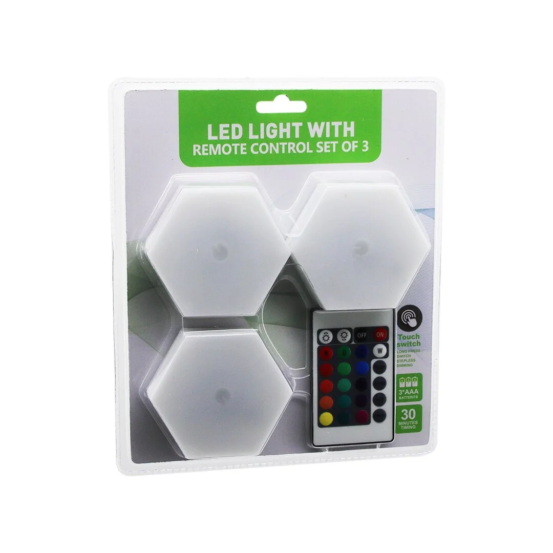 3pcs - Altıgen - Rgb   Kumandalı - Pilli - Dokunmatik  Lamba Seti  6 Led Bx40 Fiyatı, Yorumları ve Özellikleri
