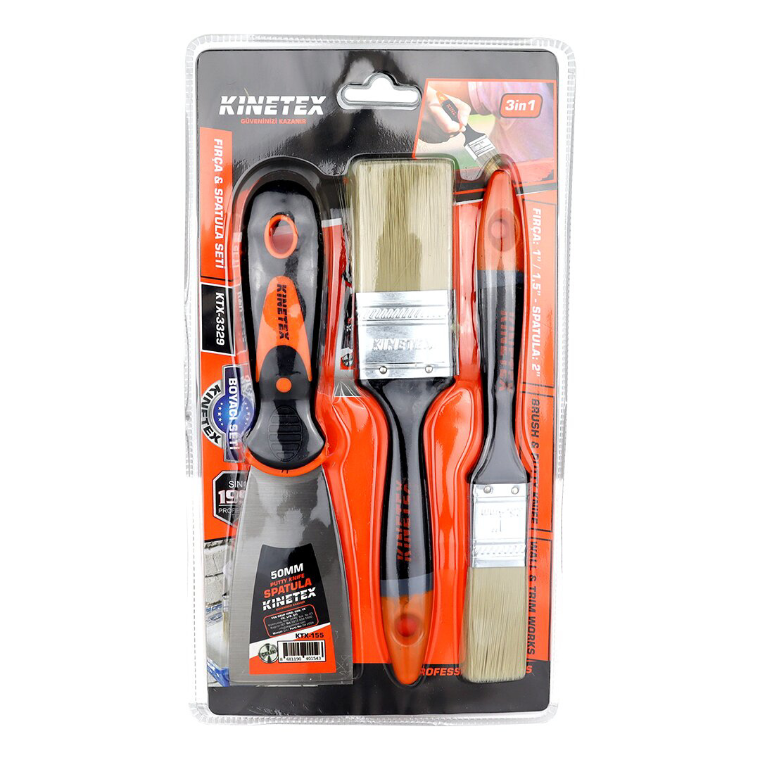 3PCS  BOYACI - NALBUR SET  50MM SPATULA - 2X KESTİRME FIRÇA (4741