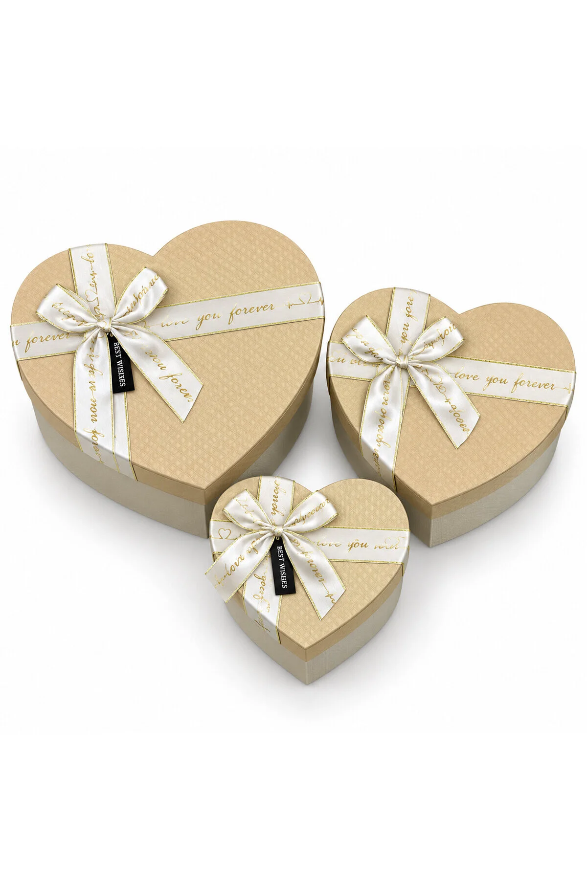 3PCS Kalp Mat Mix Renkli Karton Hediye Kutusu Kurdelalı 22X20-19X17-16X14CM - Görsel 2
