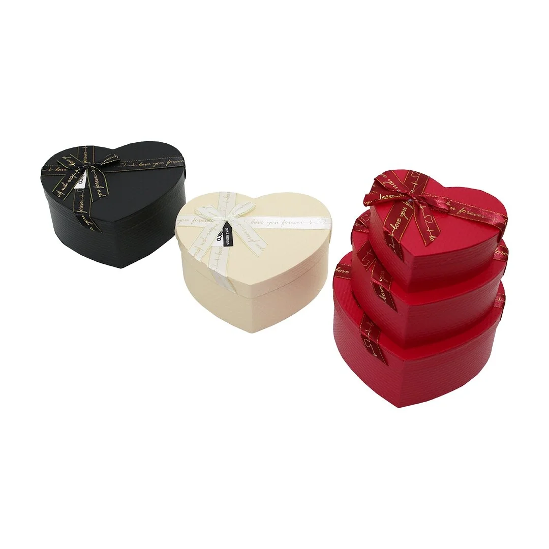 3pcs Kalp Mat Mix Renkli Karton Hediye Kutusu Kurdelalı 22x20-19x17-16x14cm Bx40 Fiyatı, Yorumları ve Özellikleri