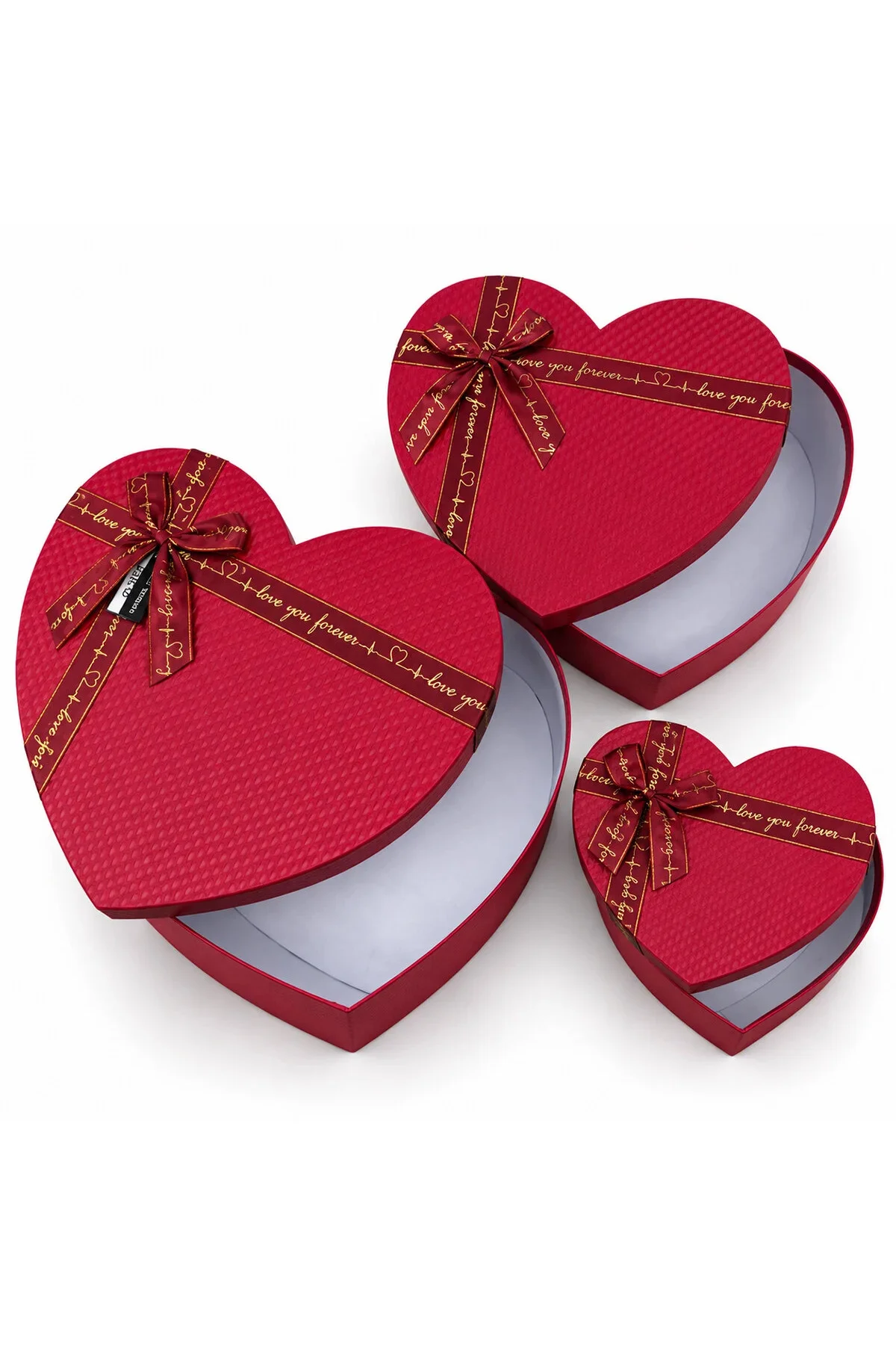 3PCS Kalp Mat Mix Renkli - Kabartma Desen Karton Hediye Kutusu Kurdelalı 31X28-27X24-23X20CM 3PCS Kalp Mat Mix Renkli - Kabartma Desen Karton Hediye Kutusu Kurdelalı 31X28-27X24-23X20CM