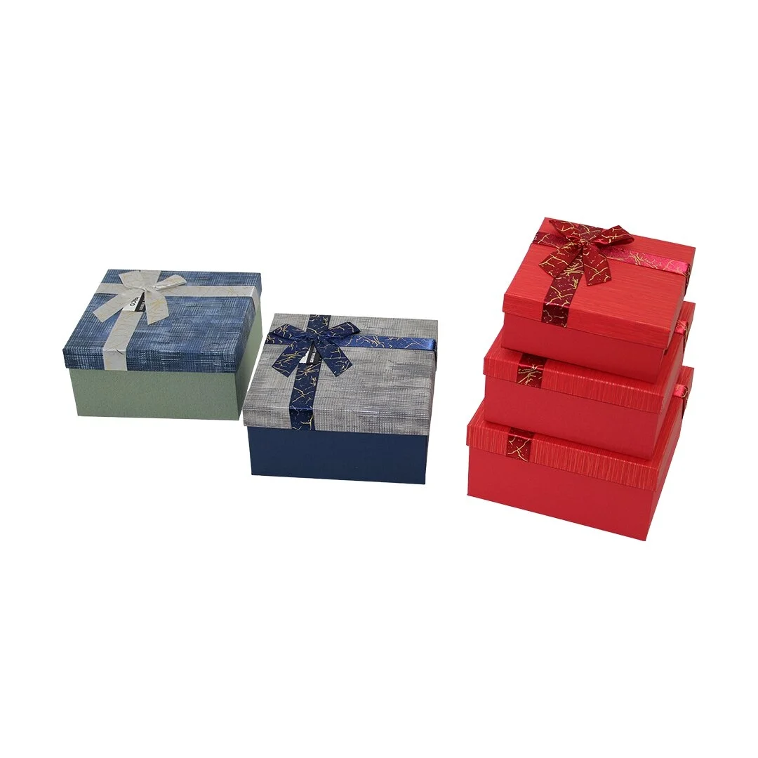 3pcs Kare Çizgili Mix Renkli Karton Hediye Kutusu Kurdelalı 19-17-15cm Bx40 Fiyatı, Yorumları ve Özellikleri
