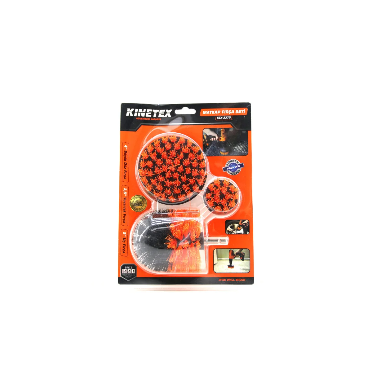 3PCS SET MATKAP FIRÇASI 1/4 INC - 6.3MM BÜYÜK DÜZ= 4 INC YUVARLAK