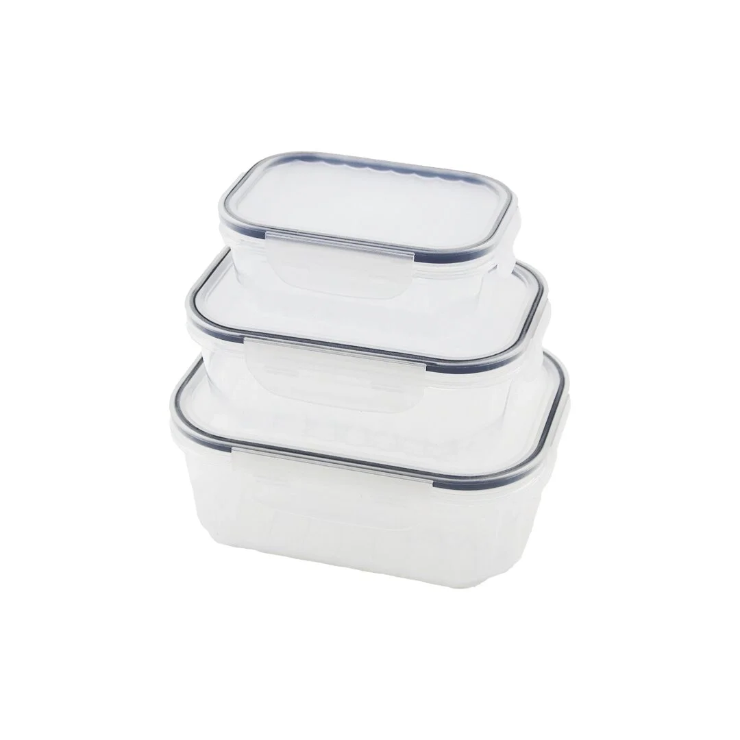 3pcs Sızdırmaz Saklama Kabı Seti Şeffaf Kap Buğulu Contalı Kapak 500 1000 1700ml