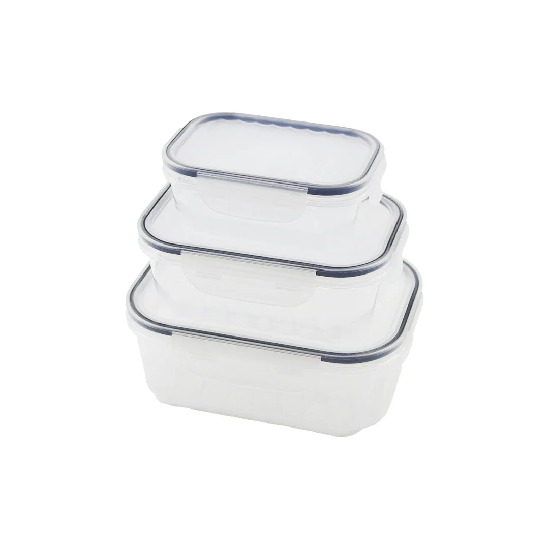 3PCS SIZDIRMAZ SAKLAMA KABI SETİ ŞEFFAF KAP BUĞULU CONTALI KAPAK 500 1000 1700ML