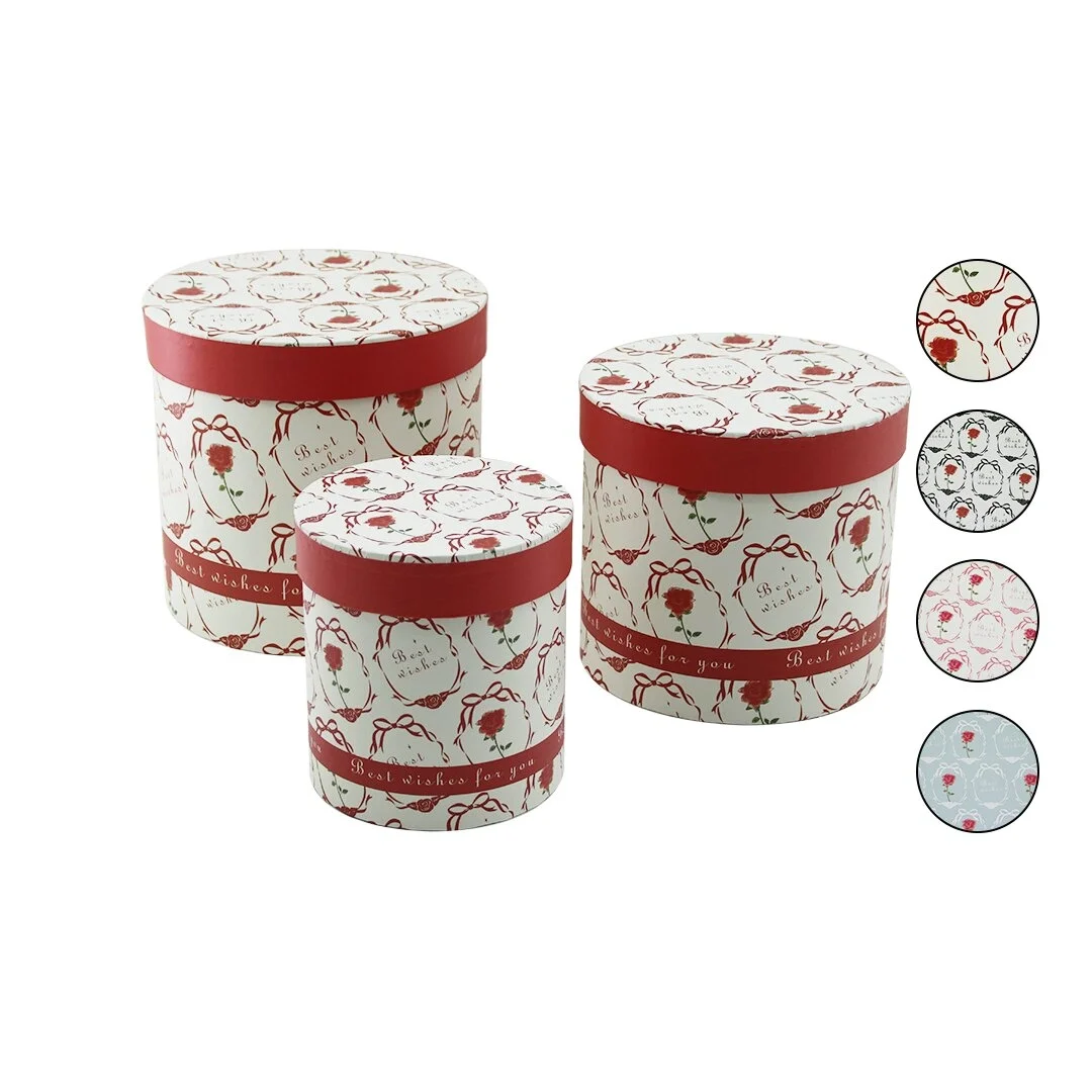 3pcs Yuvarlak Çiçek Desenli - Mix Renkli Karton Hediye Kutusu 18-16-12cm Bx40 Fiyatı, Yorumları ve Özellikleri