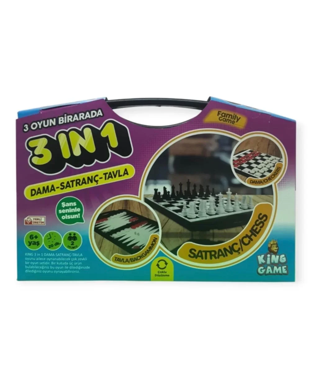 3'ü 1 Arada Çantalı Dama-Satranç-Tavla Zeka ve Strateji Oyunu 3'ü 1 Arada Çantalı Dama-Satranç-Tavla Zeka ve Strateji Oyunu