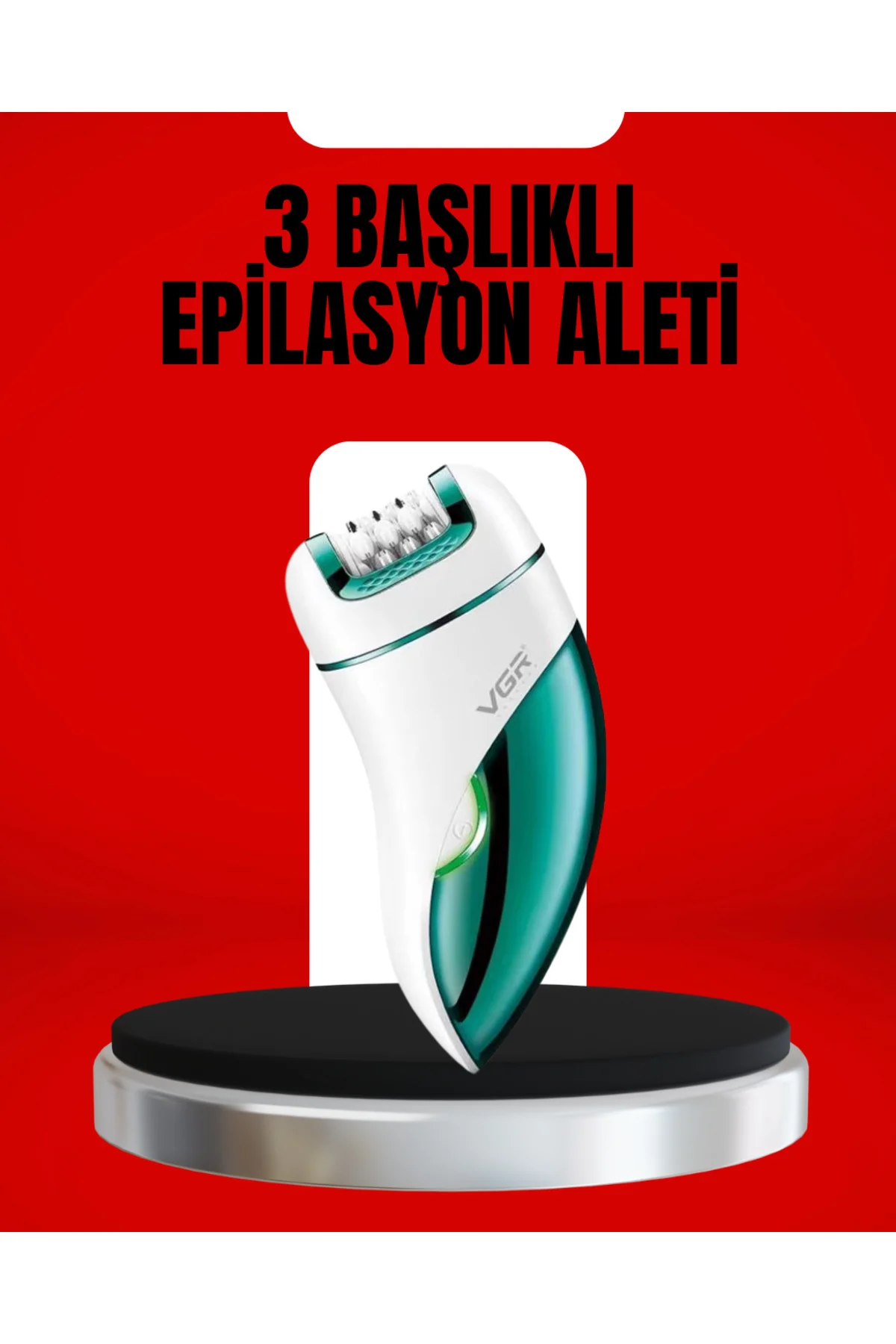 3'ü 1 Arada Epilatör Su Geçirmez Metal Başlıklı LED Işıklı 90 Dakika Şarjlı