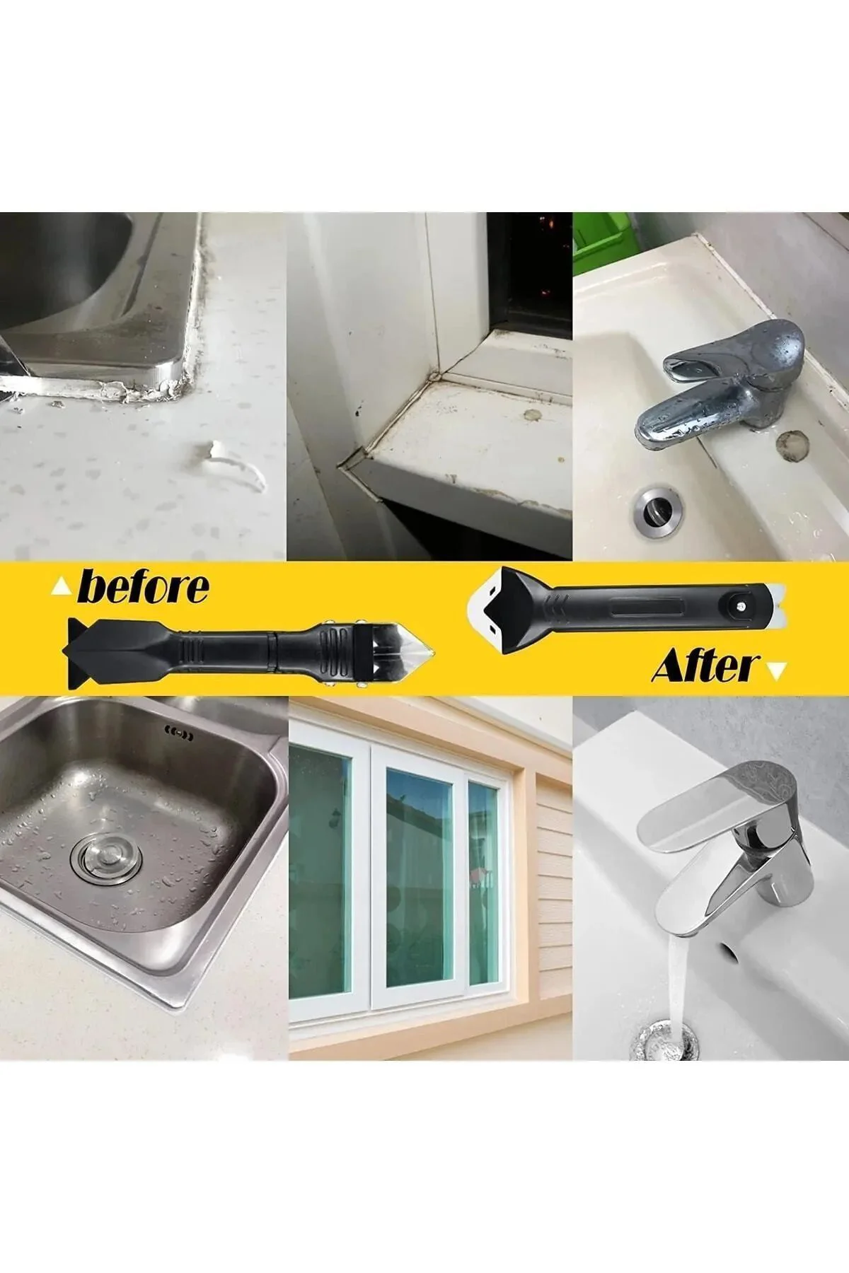 3’ü 1 Arada Fayans Derz Kazıyıcı Silikon Sökücü Siyirici Uygulama