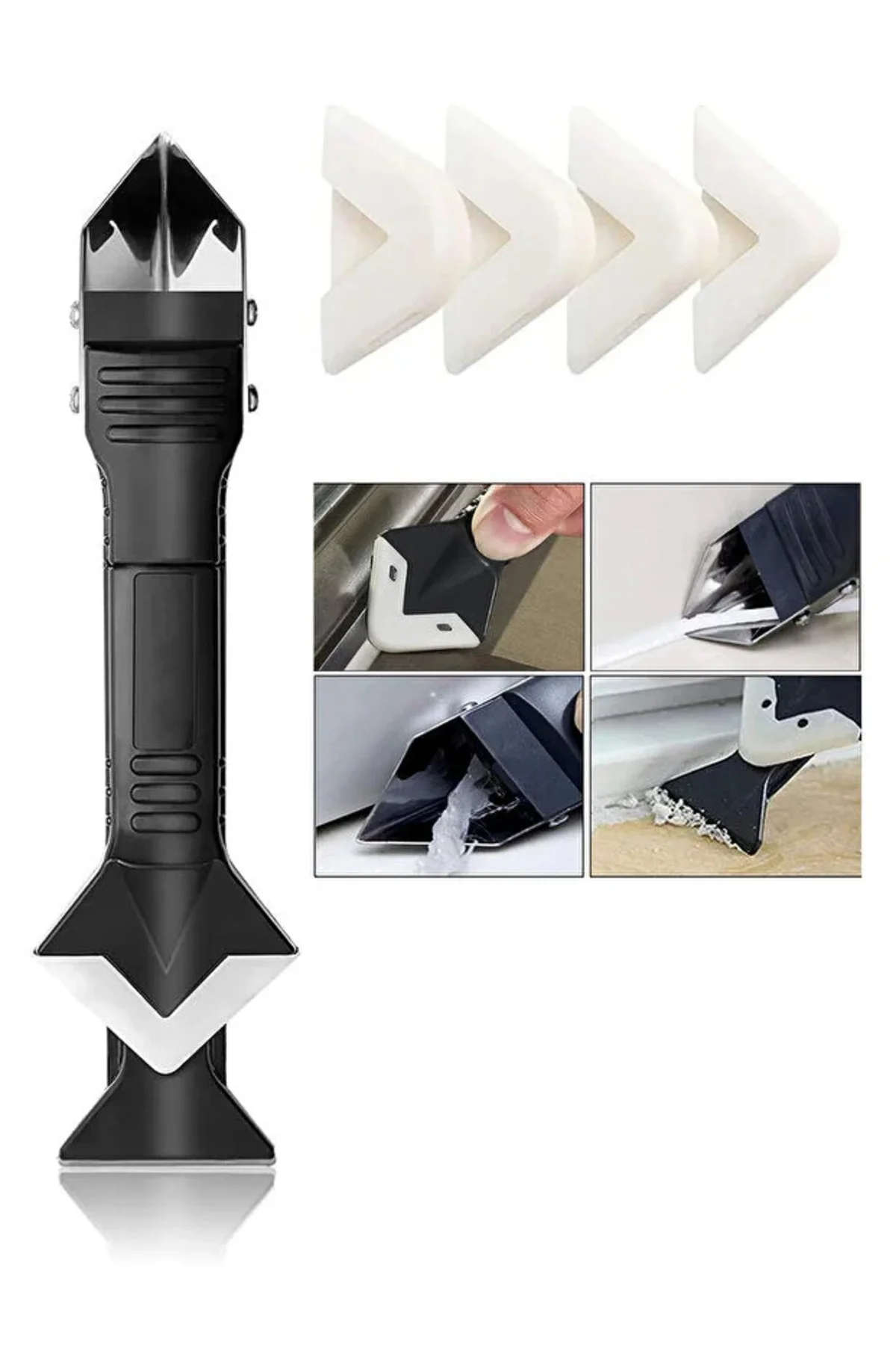 3'ü 1 Arada Fayans Derz Dolgu Kazıyıcı Sıyırıcı Silikon Sökücü Ve