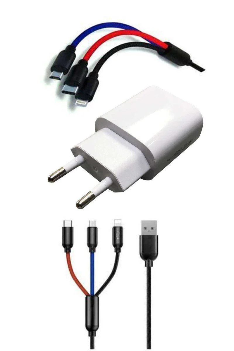 3'ü 1 Arada Hızlı Şarj Kablosu - Type-C, Micro USB ve iPhone Lightning ile Uyumlu 1.2m 3A Şarj Kablosu Fiyatı, Yorumları ve Özellikleri