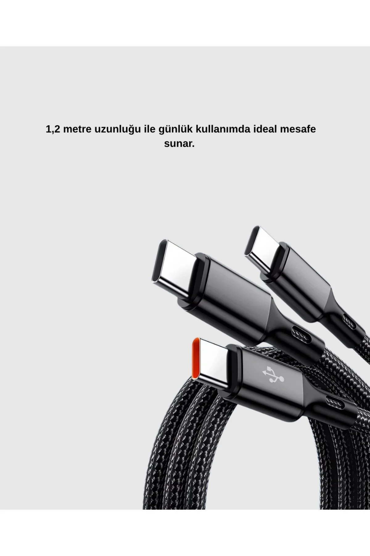 3’ü 1 Arada Hızlı Şarj Kablosu iOS Android Type-C Uyumlu ve Dayan