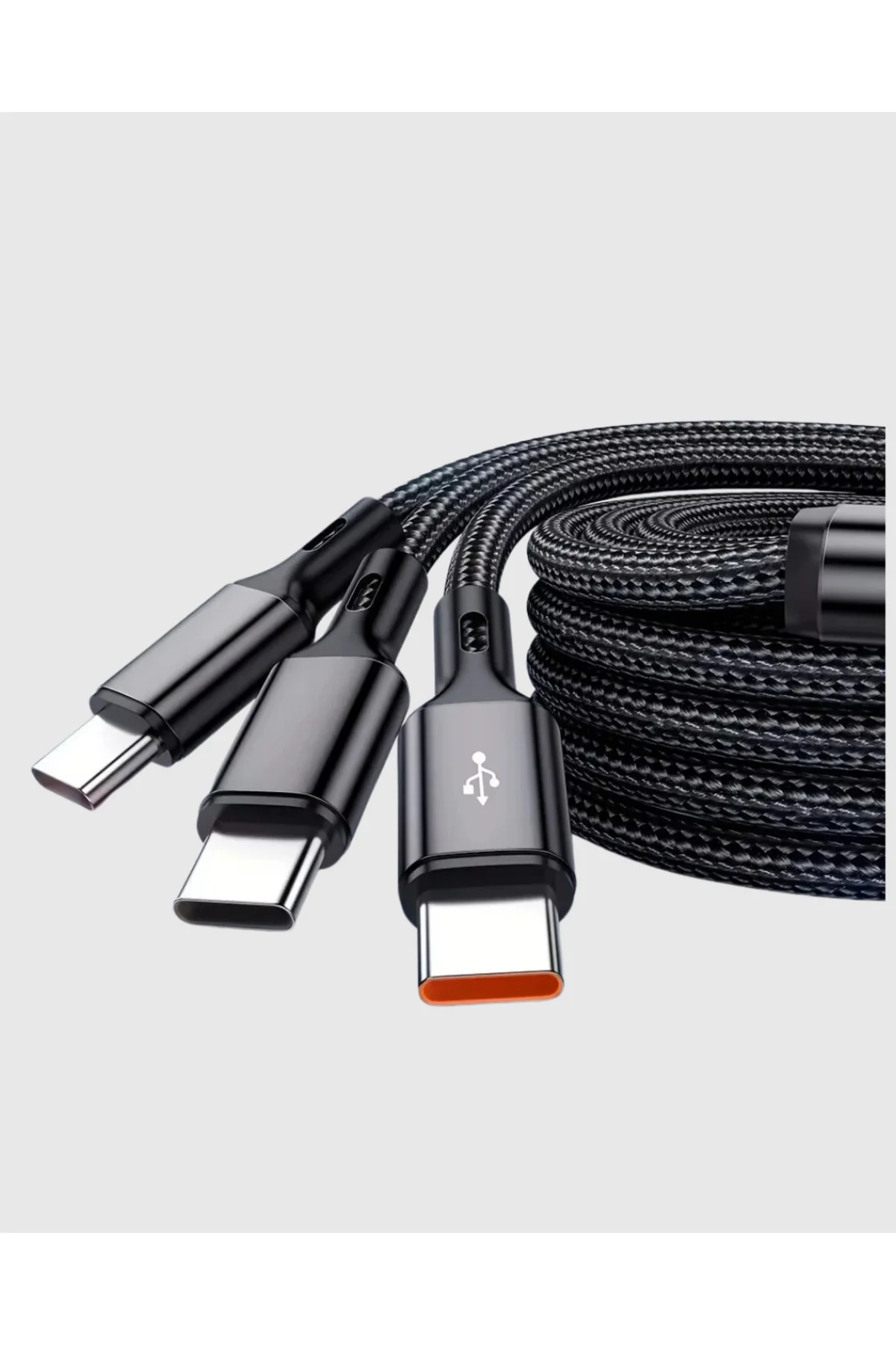3’ü 1 Arada Hızlı Şarj Kablosu iOS Android Type-C Uyumlu ve Dayanıklı