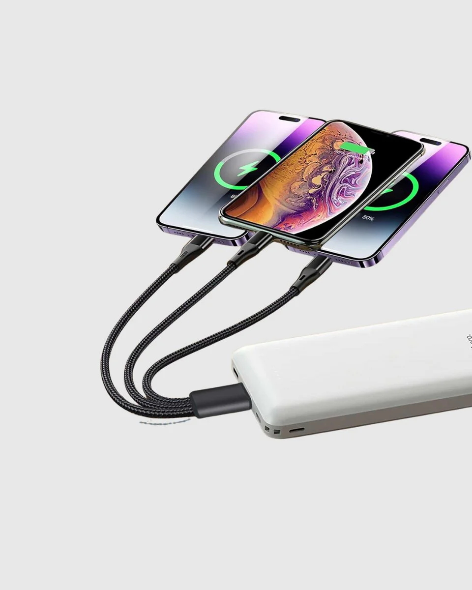 3’ü 1 Arada Hızlı Şarj Kablosu: iOS Android Type-C Uyumlu ve Dayanıklı