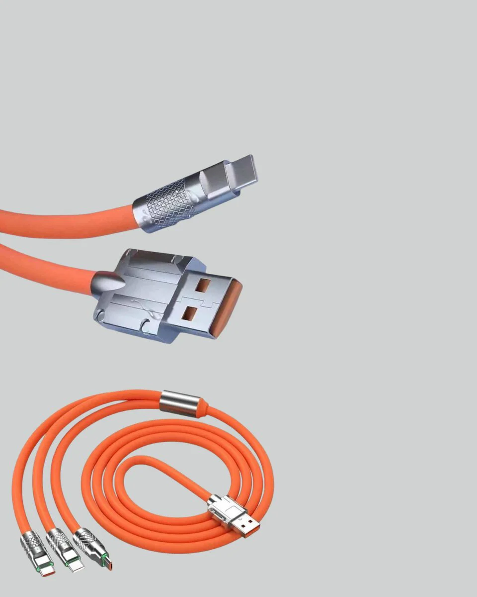 3'ü 1 Arada Kablo – 120W Hızlı Şarj ve Veri Aktarımı Özellikli