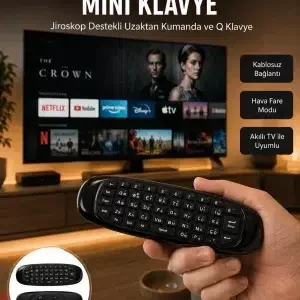 3’ü 1 Arada Kablosuz Hava Mouse Mini Klavye Kumanda Yeni Nesil