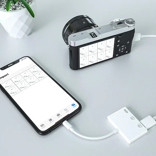 3'ü 1 Arada Lightning USB Kamera Kart Okuyucu – iPhone/iPad Uyumlu iOS 13+