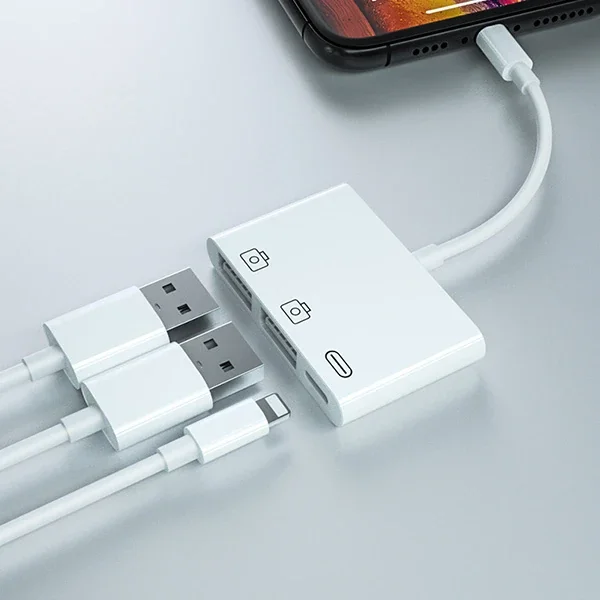 3'ü 1 Arada Lightning USB Kamera Kart Okuyucu – iPhone/iPad Uyumlu iOS 13+