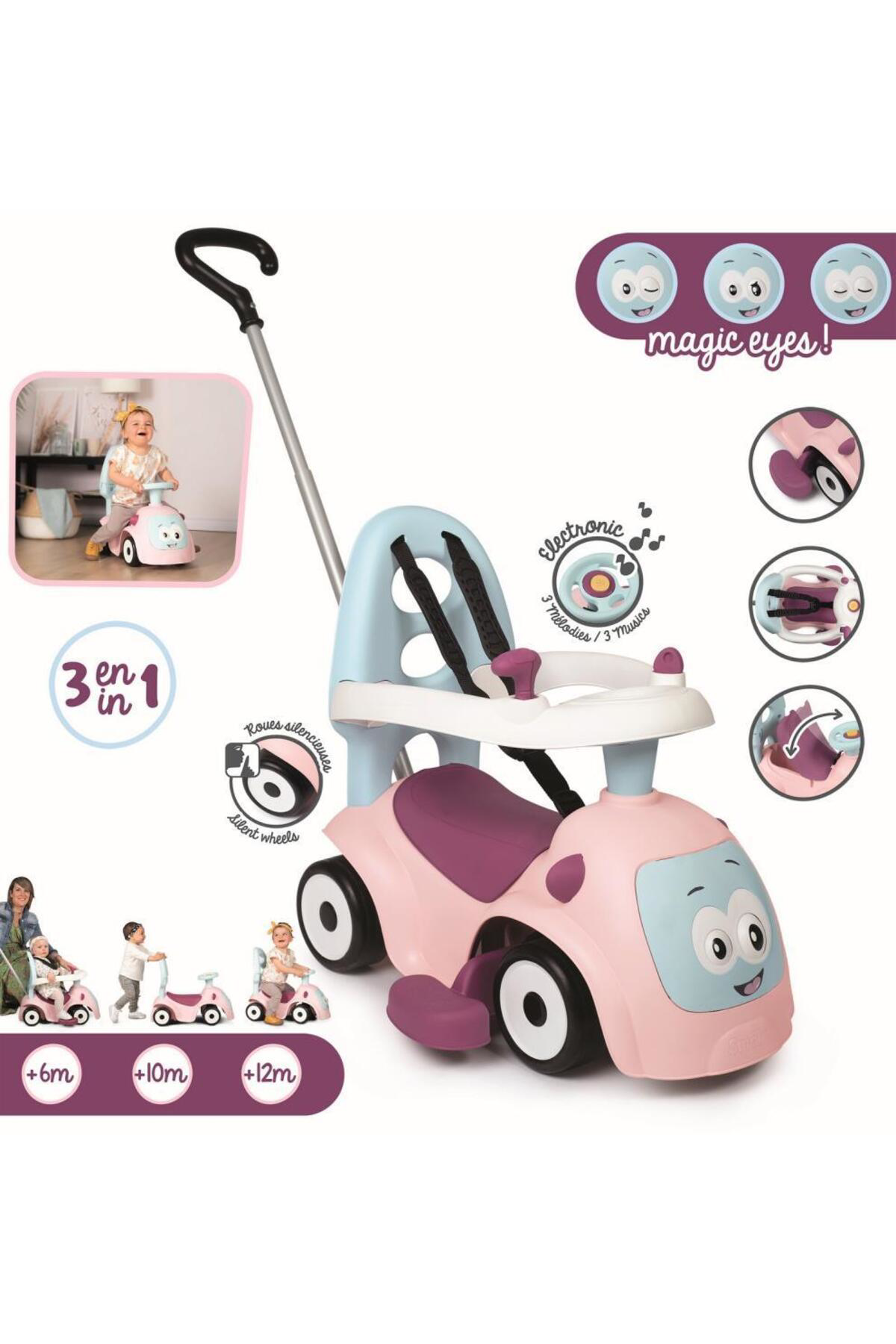 Smoby 3Ü 1 Arada Maestro Rose Araç-Pembe 720305