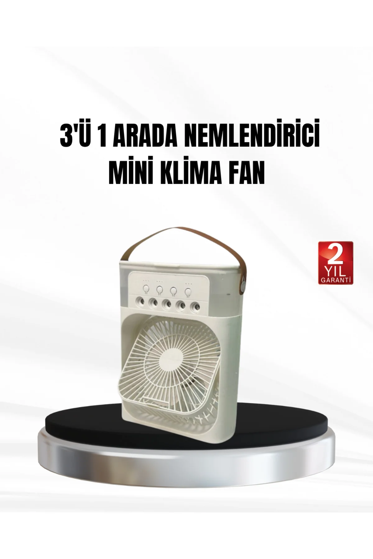 3’ü 1 Arada Mini Klima Fan USB Şarjlı, 7 Renk Gece Lambalı ve Nemlendirici