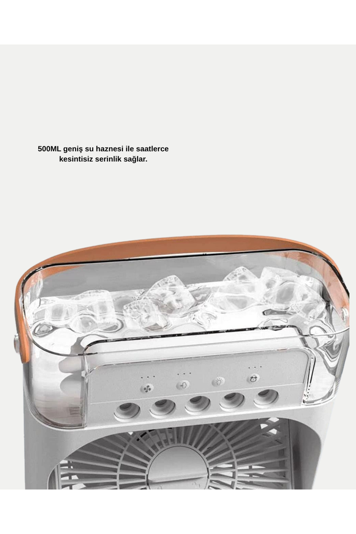 3’ü 1 Arada Mini Klima Fan USB Şarjlı, 7 Renk Gece Lambalı ve Nem