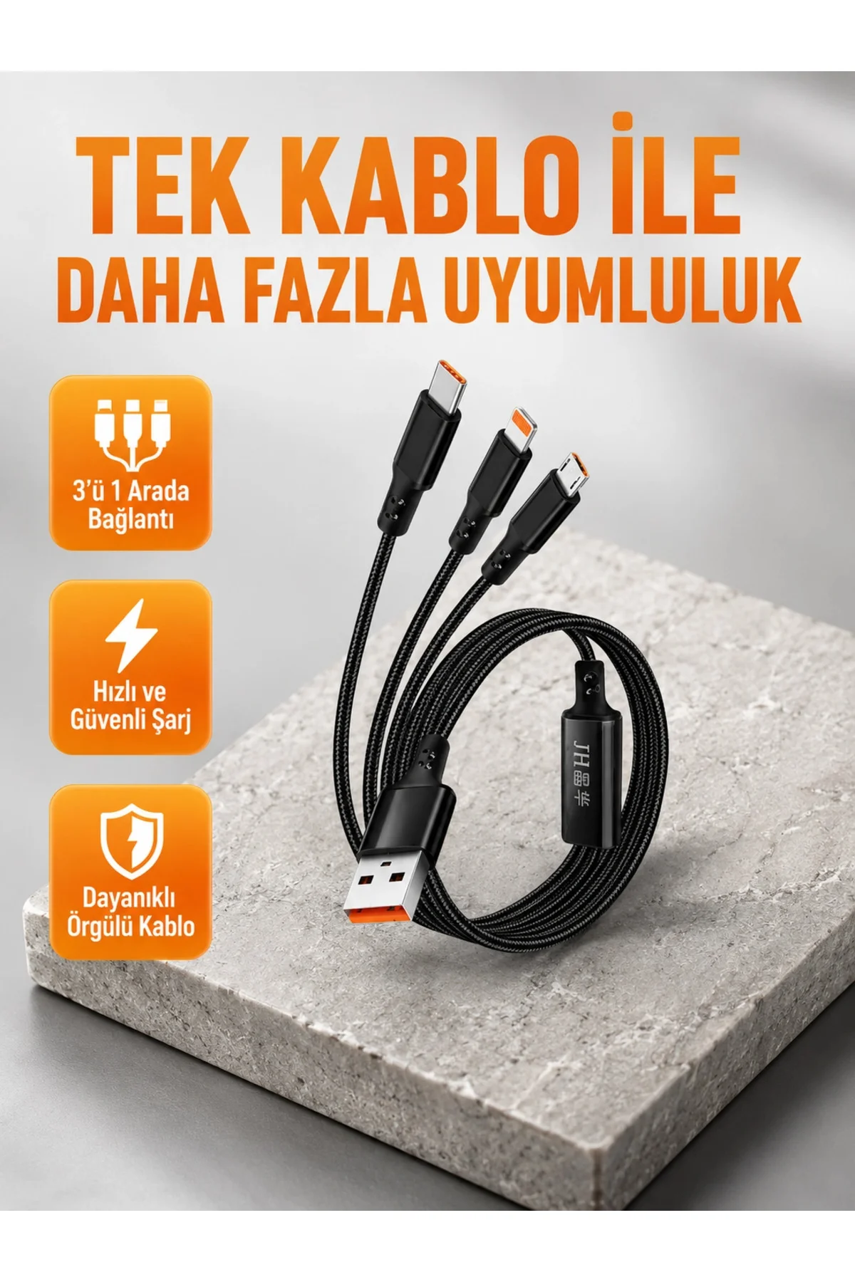 3’ü 1 Arada Şarj Kablosu Type-c İos Android Uyumlu Hızlı Ve Güvenli Şarj 3’ü 1 Arada Şarj Kablosu Type-c İos Android Uyumlu Hızlı Ve Güvenli Şarj