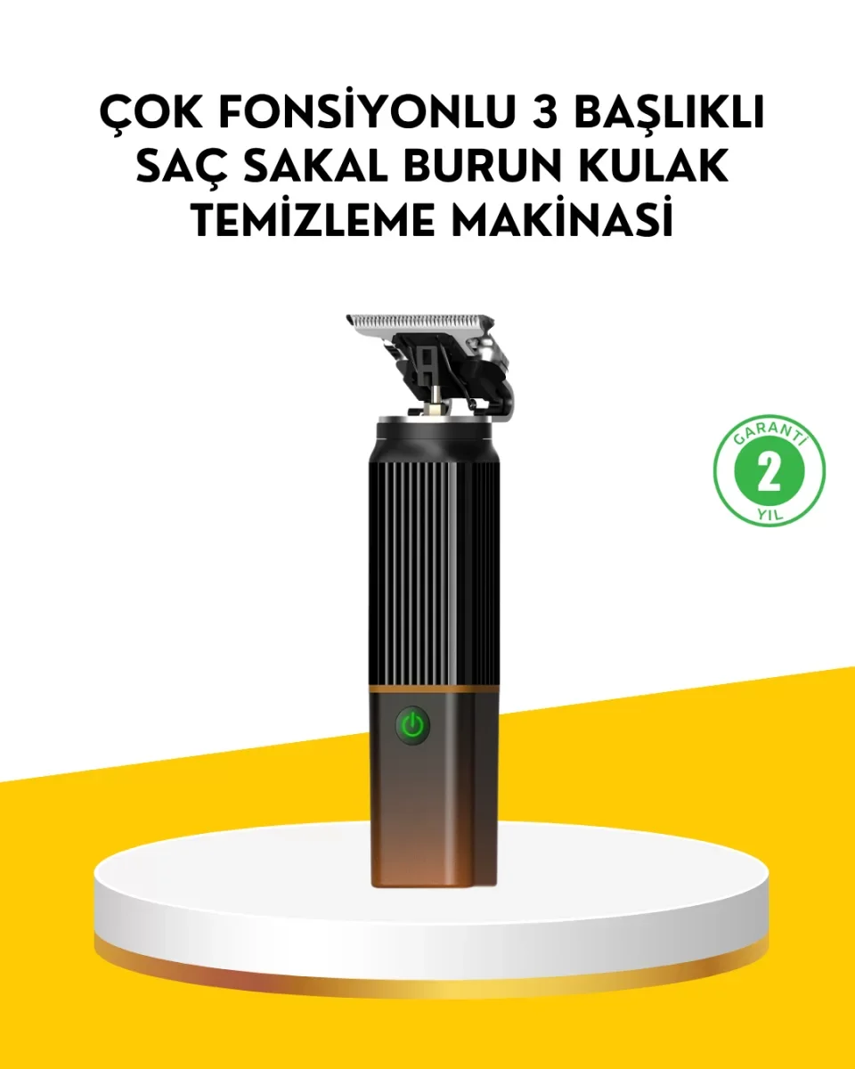 3’ü 1 Arada Şarjlı Erkek Bakım Seti – Saç, Sakal ve Burun Tüyü Kesme Makinesi - Lisinya