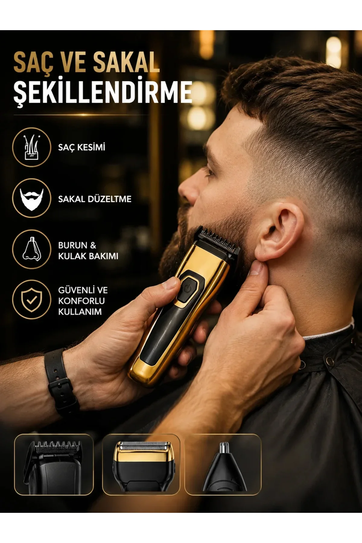 3'ü 1 Arada Şarjlı Kişisel Bakım ve Tıraş Makinesi 3'ü 1 Arada Şarjlı Kişisel Bakım ve Tıraş Makinesi