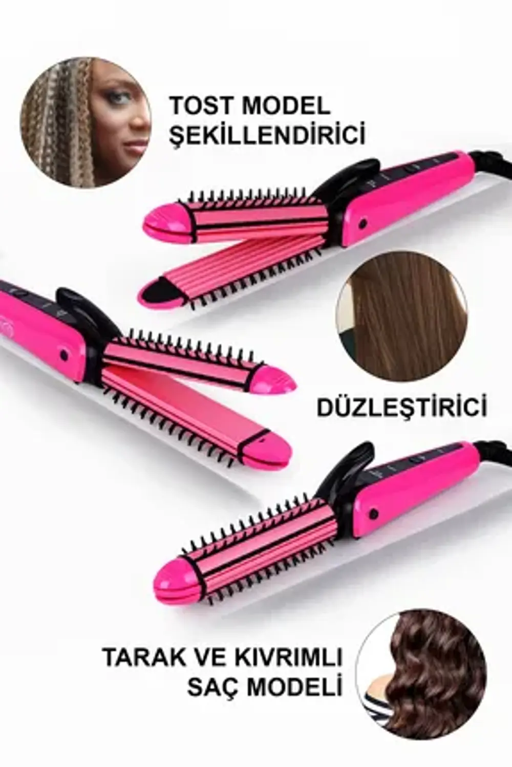 3'ü bir arada saç düzleştirici