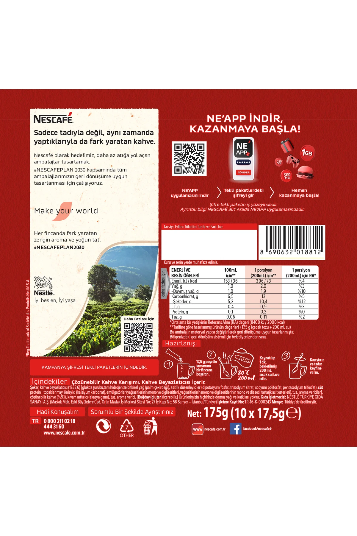 3ü1 Arada Original Çözünebilir Kahve 17,5g 10'lu Paket