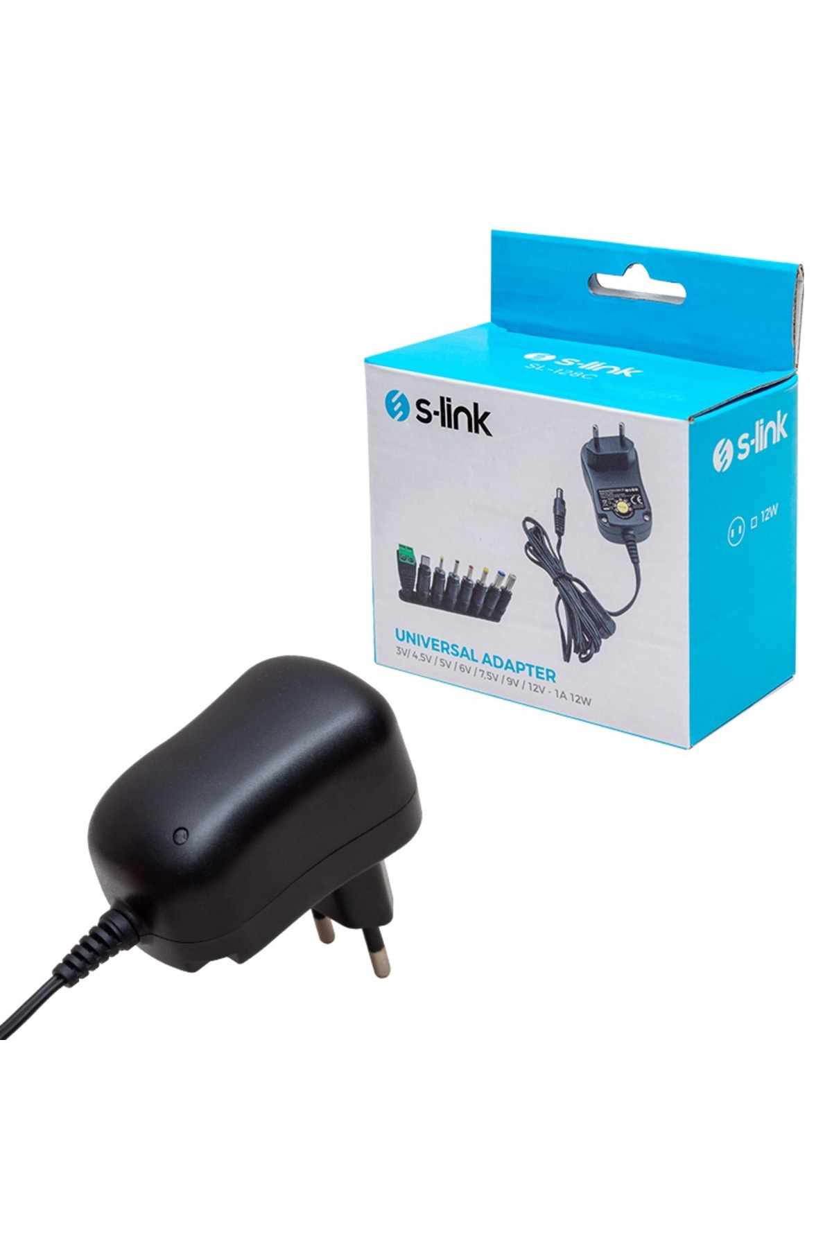 3V–12V Ayarlı Adaptör – 1A Switch Mode Güç Kaynağı, 8 Uçlu Universal Plastik Kasa Adaptör