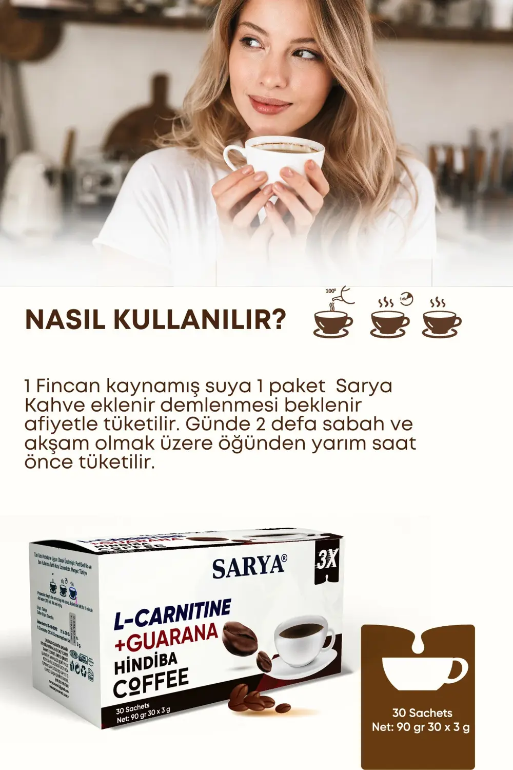Sarya 3X Form L-Carnitine, Guarana Ve Hindiba Şase Coffee
