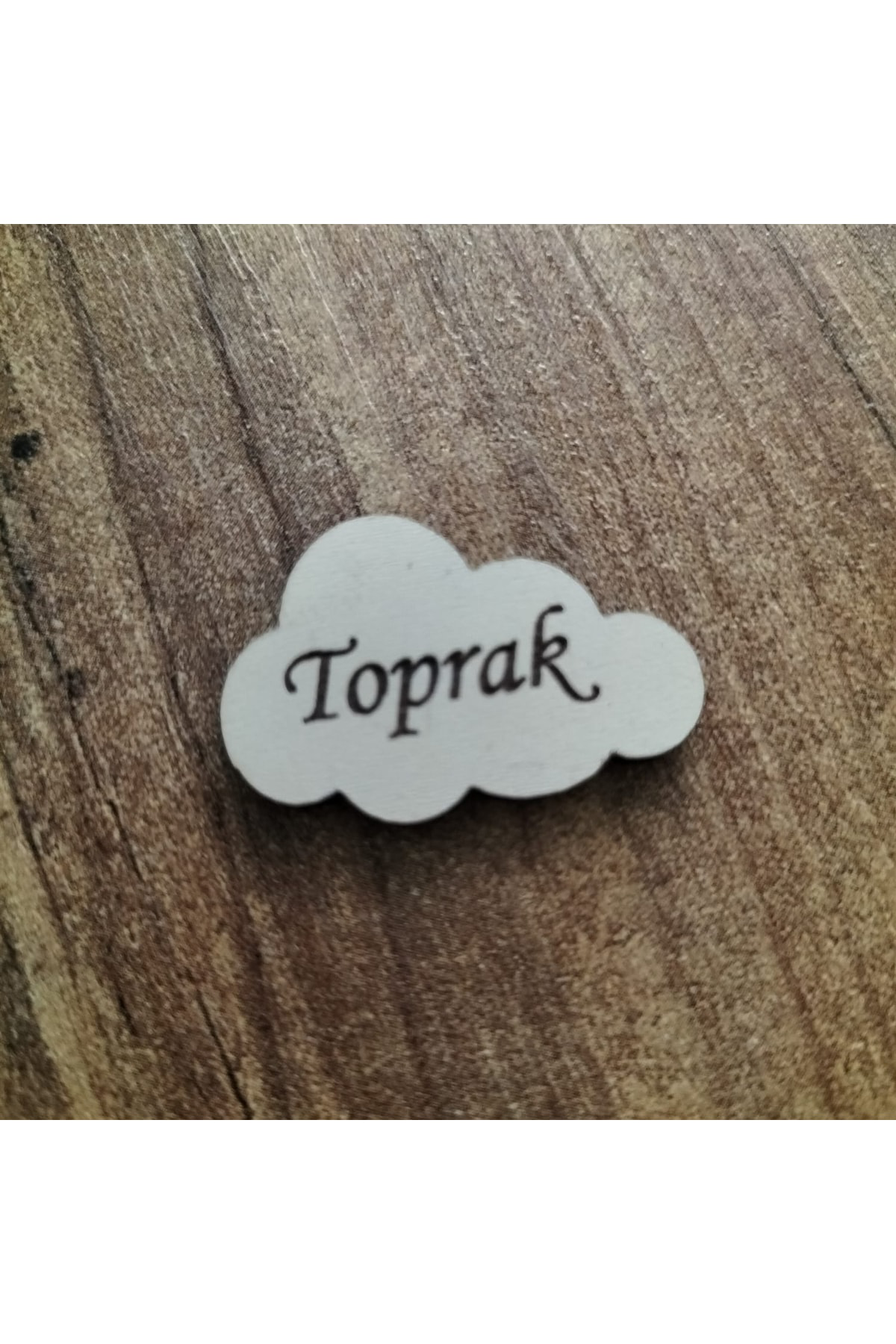 Leylaser 3X2 Cm Krem Ahşap Lazer Kesim Bulut Etiket İsimlik 50 Adet