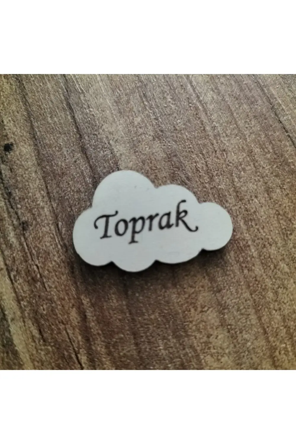 Leylaser 3X2 Cm Krem Ahşap Lazer Kesim Bulut Etiket İsimlik 50 Adet