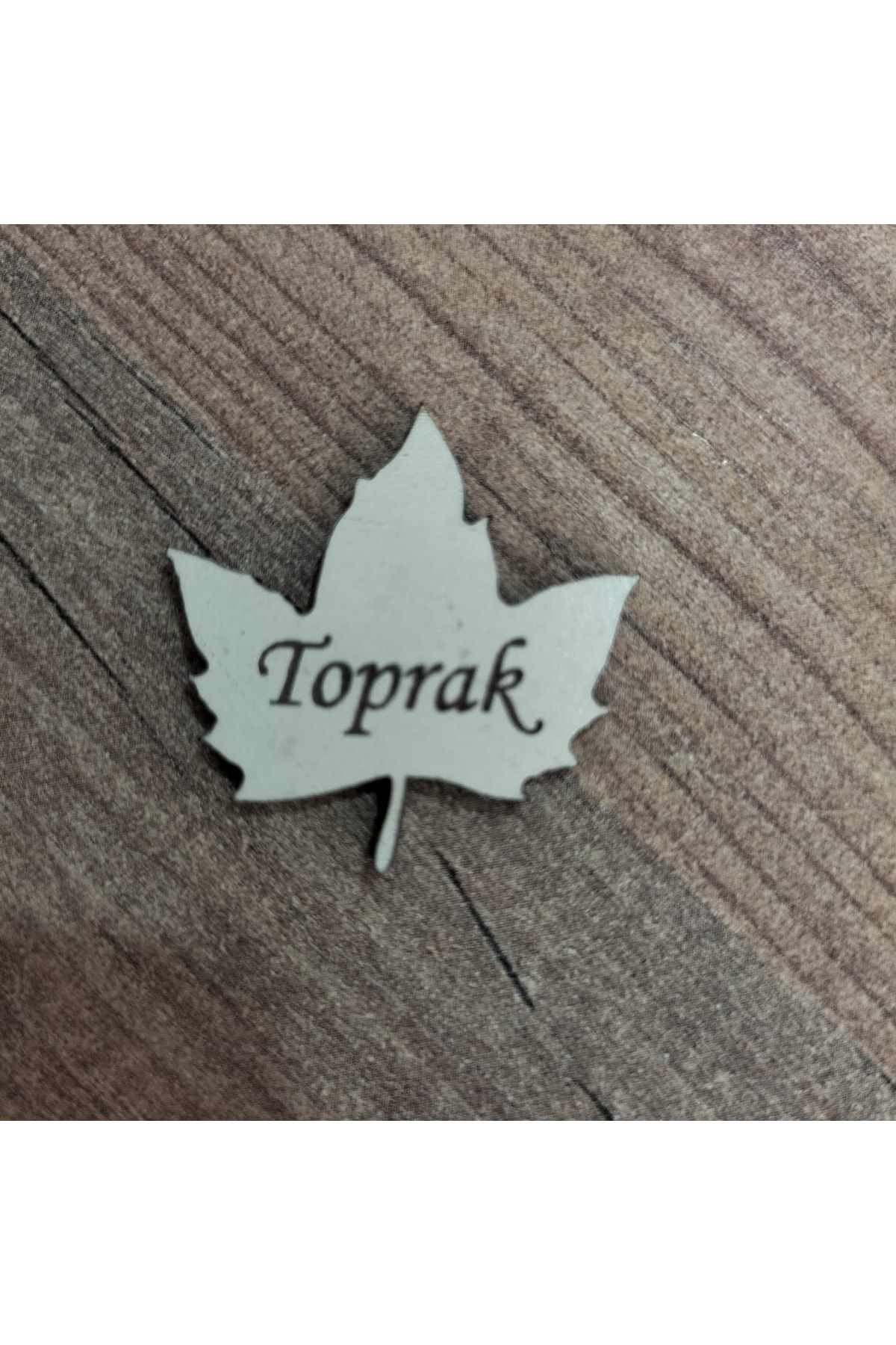 Leylaser 3X3 Cm Krem Ahşap Lazer Kesim Yaprak Figürlü İsimlik 50 Adet