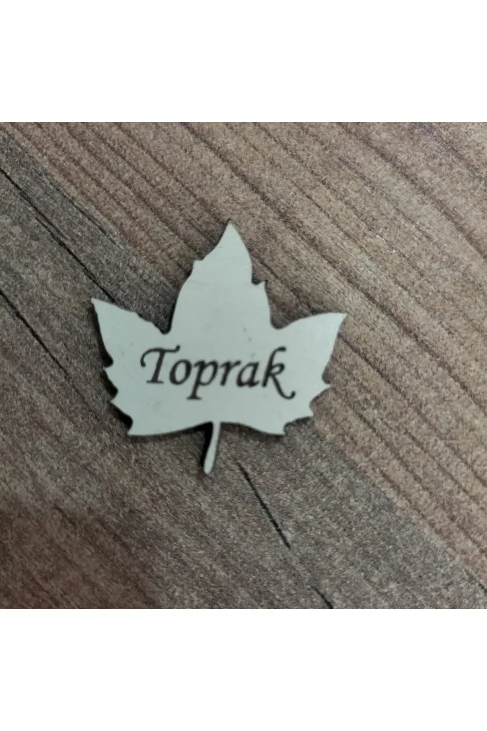 Leylaser 3X3 Cm Krem Ahşap Lazer Kesim Yaprak Figürlü İsimlik 50 Adet