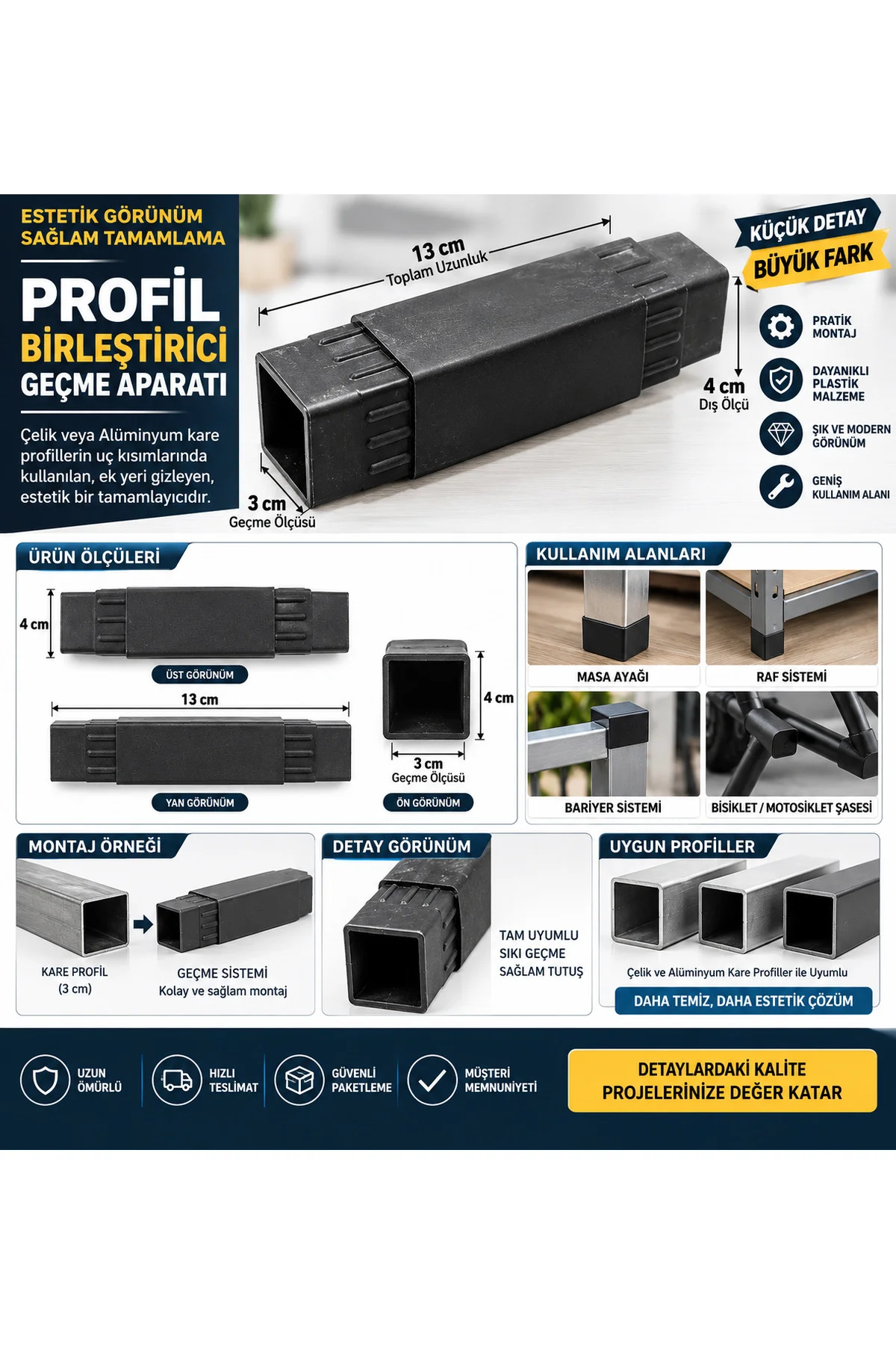3x3 Kare Profil Birleştirici Aparat 13 cm – Geçmeli Plastik Ek Parça | Pratik Montaj Çözümü 2 Adet gönderim. 3x3 Kare Profil Birleştirici Aparat 13 cm – Geçmeli Plastik Ek Parça | Pratik Montaj Çözümü 2 Adet gönderim.