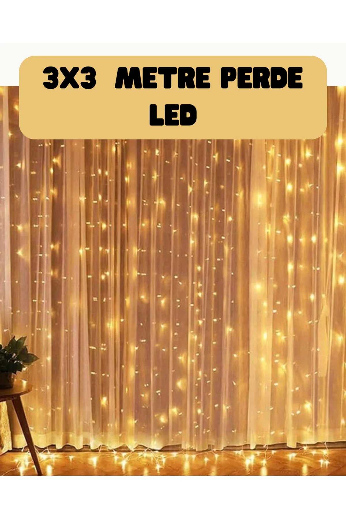 3X3 Metre Perde Led Işık Sıcak Şelale Tasarım Dekoratif Aydınlatma